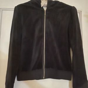 Ann Taylor Loft Black Velour Zip Front Hoodie Size XSP
